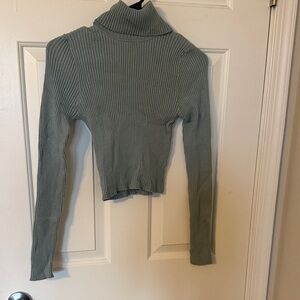 Forever 21 Ribbed Cowl Neck Sweater - Sage
